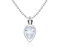 Teardrop Shaped CZ Silver Necklace SPE-3214